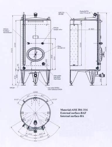 Lagertanks außen marmoriert mit Kühlmantel 1.000-10.000 Lit Lagertank