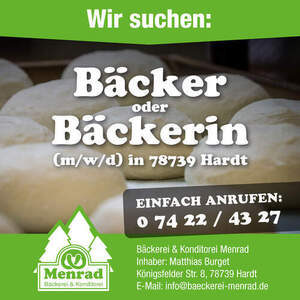 B�cker oder B�ckerin (m-w-d) in Vollzeit gesucht