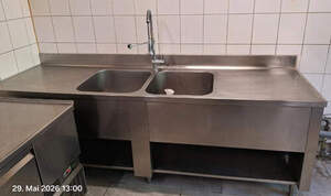Sp�ltisch 240cm Doppelsp�le Edelstahl