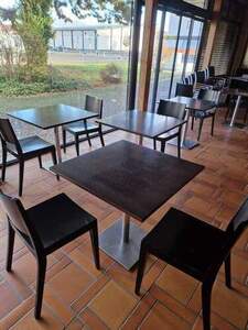 Esstische von Go-in mit Edelstahlfu und 15 Holzsthle d