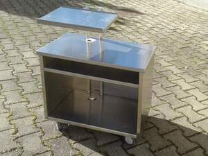 Fahrbarer Waage-Druckertisch aus Edelstahl